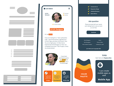 User Profile Let's Work App design freelancer jobsearch ui user profile