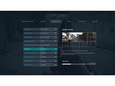 New Warzone Settings design game settings ui