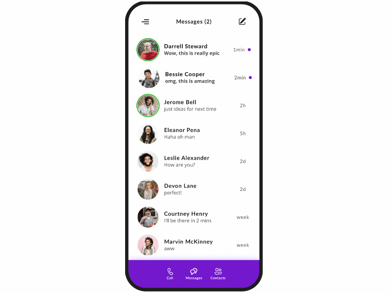 Quick Prototype for messaging app app design messaging prototype purple ui ux