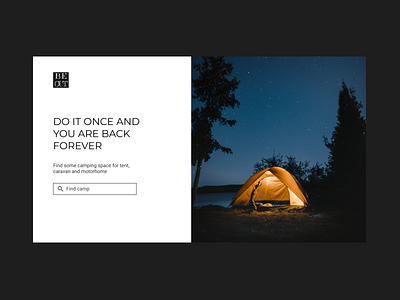 Camping Finder Search Home Page big image camping dailyui design hero image home picture landing page logo search box search page ui web website