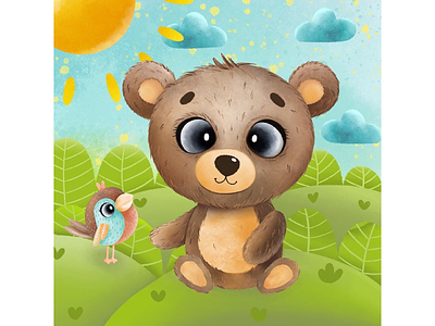 Cute bear ipadpro illustration