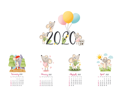 Cute calendar 2020 2020 calendar calendar 2020 cute cute characters cute illustrations