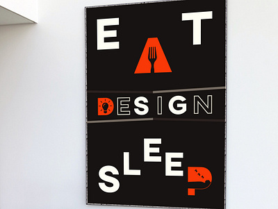 Eat Design Sleep brown design designer designer life eat design sleep graphic design graphic designer minimalist orange poster poster design poster designer