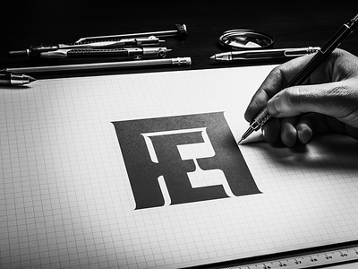 AE Monogram - Presentation black black and white brand branding design designer graphic design graphic designer hour glass logo logo design logo designer monogram