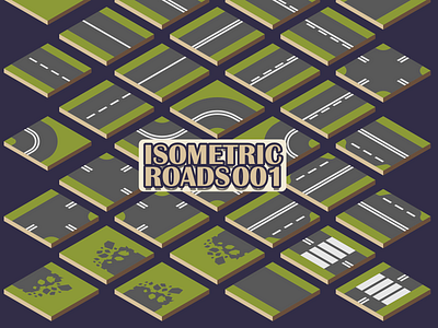 Isometric Roads 001 Tileable 2D asset affinity designer affinitydesigner asset assets game art isometric road roads seamless tileable