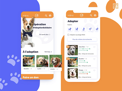 SPA - animal protection & rescue | Mobile animal app cat concept dog flat icon mobile paw pet pets ui ux web website