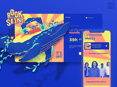 Rock en Seine 2021 - concept app branding design festival graphic illustration music ui ux web website whale