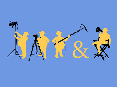 Lights, camera, sound and actionnn.. camera characterdesign design digital art direction equipment film filmmaking illustration illustrator lights mascot movie movie making production script silhouette sound vector yellow