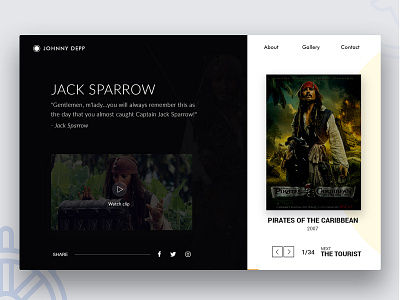 Johnny Depp Portoflio design flat minimal type typography ui ux web website