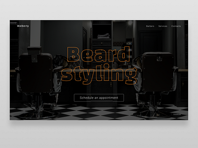 Barber shop One Page barbershop dark theme darkmode landingpage minimalism minimalistic ui webdesign
