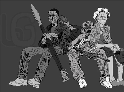 Liberian kids civilian war guns illustration kids vector