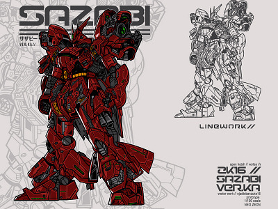 NEO ZEON OPEN HATCH SAZABI VECTOR