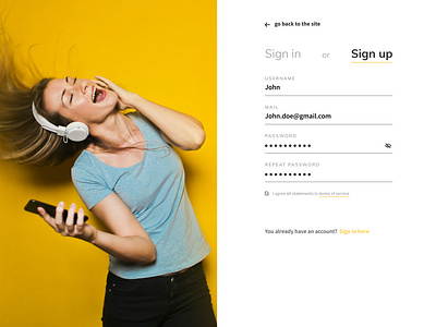 Sign Up daily-ui dailyui design figma figmadesign music signup ui webdesign website