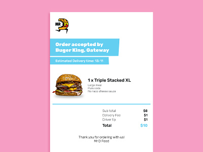 Daily UI #017 - Email Receipt branding challenge daily ui delivery design email food graphic design receipt redesign ui ux