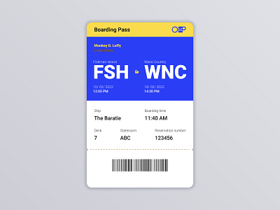 Daily UI #024 - Boarding Pass anime boarding pass branding challenge cruise daily ui design graphic design logo one piece redesign ship travel ui ux