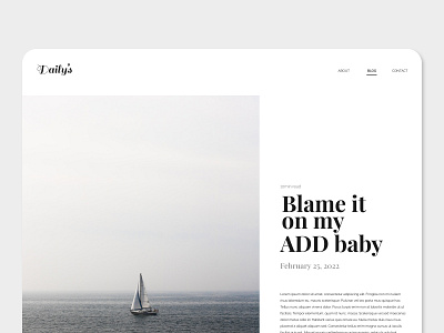 Daily UI #035 - Blog Post blog branding challenge daily ui design graphic design minimalism monochrome photography sailing travel ui ux web