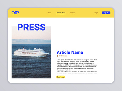 Daily UI #051 - Press Page article branding challenge cruise daily ui design figma graphic design news press page travel ui ux web website