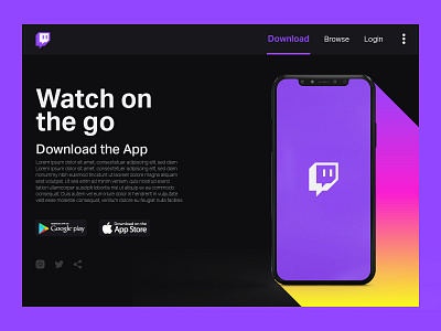 Daily UI #074 - Download App app branding challenge daily ui design desktop download figma gradient graphic design landing page live streaming twitch ui ux web