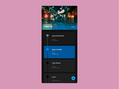 Daily UI #079 - Itinerary app challenge daily ui dark mode design figma graphic design itinerary japan mobile schedule travel ui ux