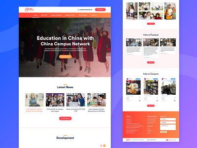 China Campus Network Website Home Page animation app campus china clean colorful creative design education illustration landing page network psd template typography ui ux ux design web website