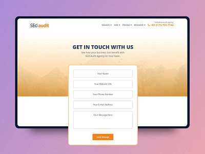 SEO Audit Contact Us Page app clean color contact creative design form graphic illustration input input box landing page seo audit template typography ui ux web website
