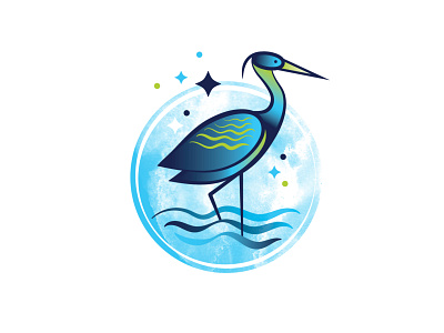Blue Heron bird bird illustration bird logo blueheron identity river water watercolor