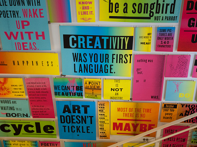 Creativity was your first language. bright colors design gradients posters quotes typography words