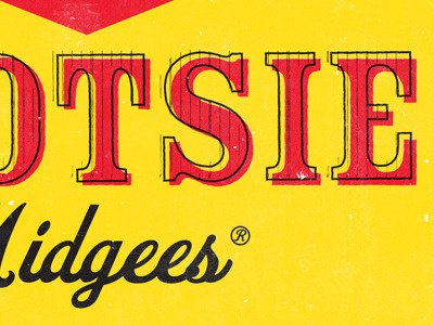 Tootsie Midgees packaging typography