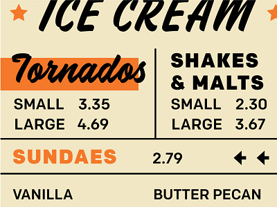 In a Tub Menu Redesign design graphic ice cream menu retro tacos typography