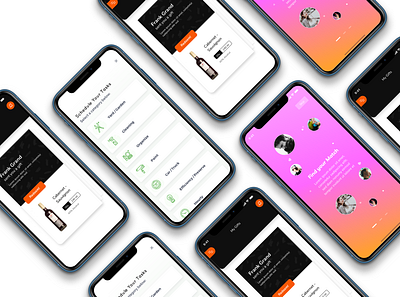 Exploring cool mockups alcohol app design app ui app ui ux dating app gradients mockups service app ui design ux design wine