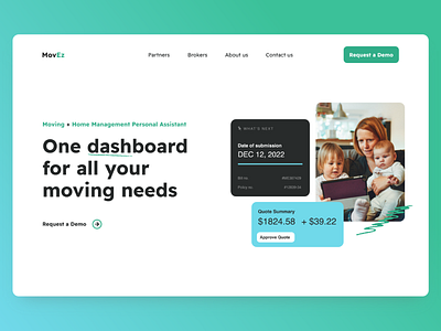 Dashboard for new homeowners adobe xd dashboard home landing page movers ui design utilities ux design website website design