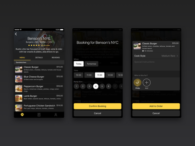 SwiftDine - Add to Order app book dark dine food ios iphone menu order table venue