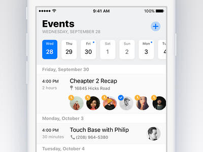 Together – Events app blue calendar events group ios ios 11 ios11 iphone light messages