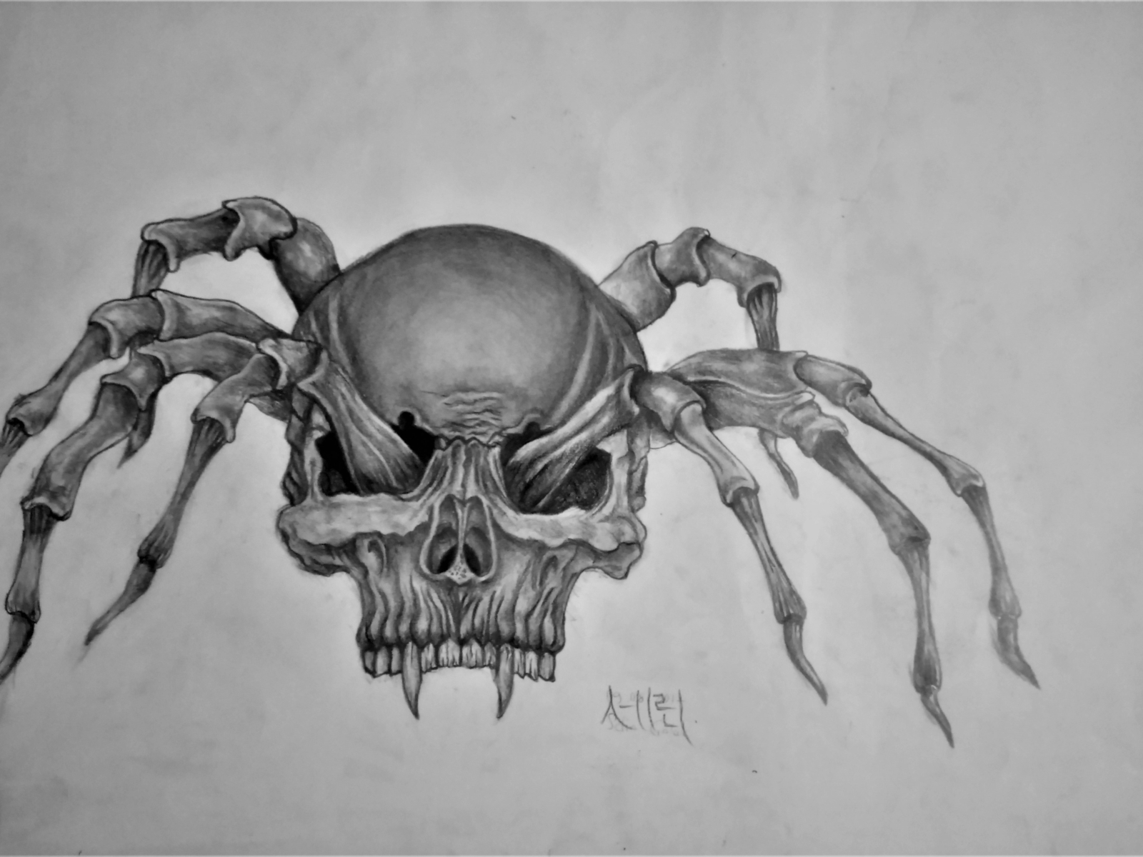 Скетч скелет паук