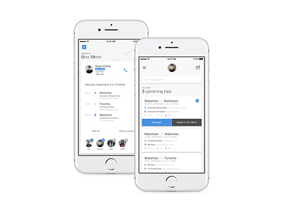 Rideshare App carpool dashboard minimal mobile rideshare travel ui ux