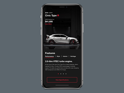 Honda Civic Type R app civic honda ios mobile type r ui