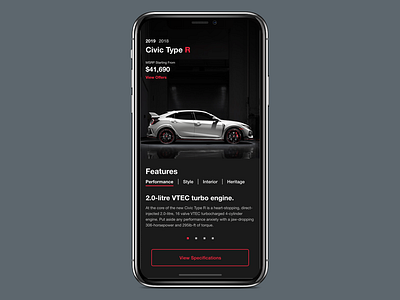 Honda Civic Type R app civic honda ios mobile type r ui