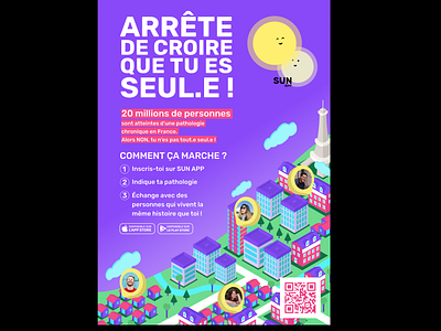 Affiche SUNapp made with Anouk Hervouet advertising affiche app branding design fat icon illustration illustrator logo