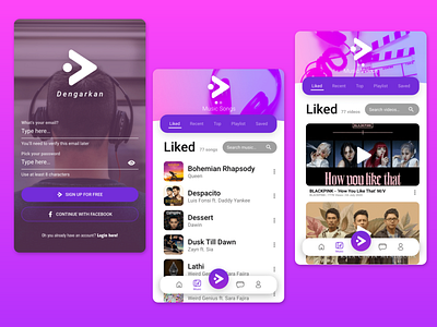 Music Apps Design - Dengarkan android android app design apple gradients mobile mobile ui music music app uidesign uxdesign