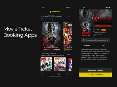 Movie Ticket Booking Apps booking app cinema design iphone iphone app movie app movie booking movie tickets ticket ticket booking ticket booking app ui