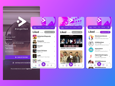 Music Apps Design - Dengarkan 02 android android app android app design gradients group chat mobile mobile ui music music album music app music app ui music application music art music player music video uidesign uiux uxdesign