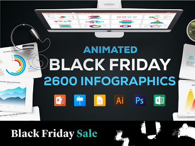 2600 Animated Infographics templates animated black friday infographic ppt template sale