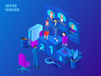 Hiring and recruitment isometric design concept 3d business charachters dark hiring illustration isometric people recruitment