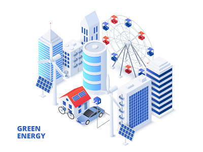 Isometric Green Energy City