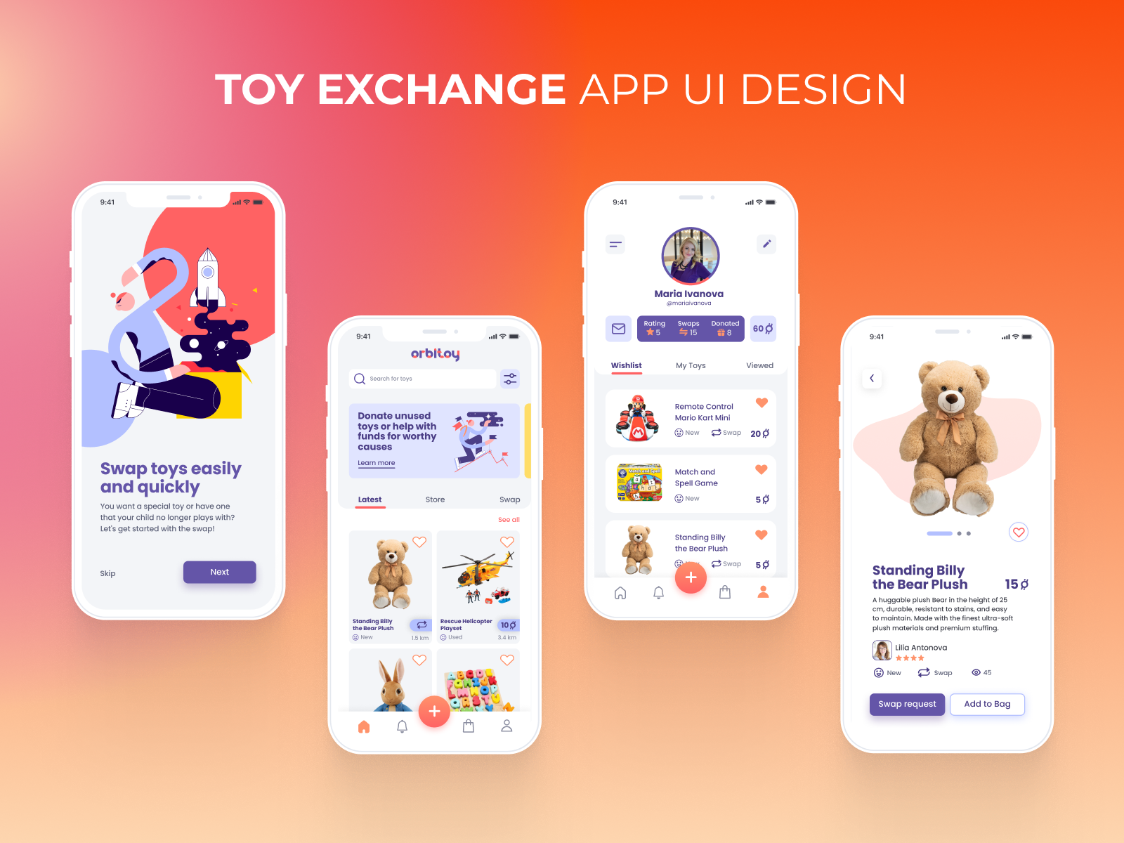 Toy exchange App UI design by Irena Toshkova on Dribbble