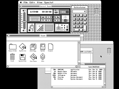 UI Mac 1984 and Icons Set (.ai)