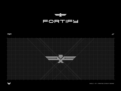Fortify Logo black branding custom font eagle logo security typography visual identity