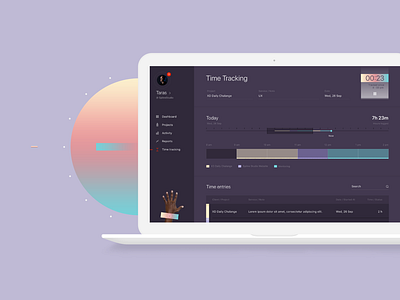 Time Tracking Desktop App adobe xd app bright colors color blindness color scheme gradient time control time tracking ux ui web app design web application