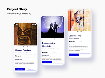 Project Stery art shop ios mobile design one time payment ui