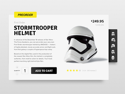 Day 002 - Product Card app card cart helmet preorder price rating sketch starwars storm trooper ui ux